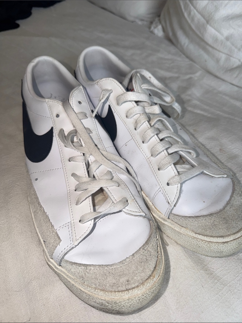 Nike Men’s White Sneakers with Black Swoosh